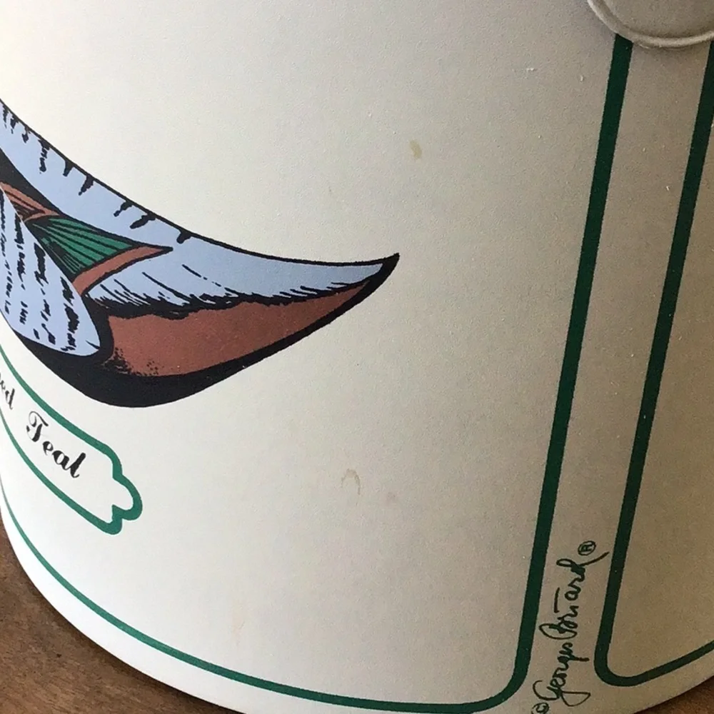 Vintage Georges Briard Green-winged Teal duck vinyl ice bucket from the 1970s.